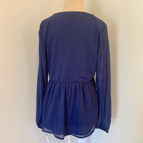 NWT Mason & Belle V Neck Long Sleeve Navy Blouse - Picture 4 of 11